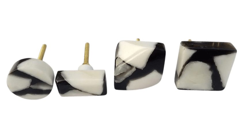 IRON & RESIN MARBLE KNOB (POLISH) 4 DESIGN